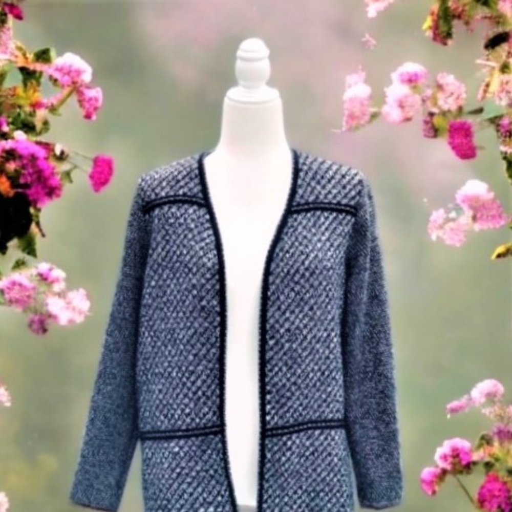 CHARTER CLUB Multi Textured Tweed Cardigan Jacket Size M Petite